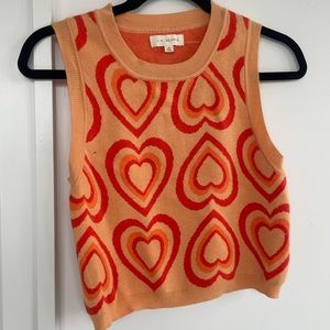 LA Hearts Cropped Orange Hearts Sweater Vest Sz Medium